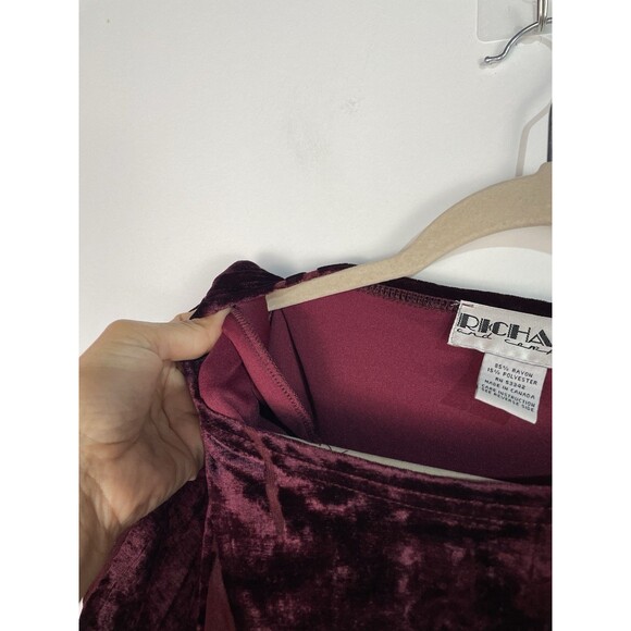 Vtg Whimsigoth Dress XL Burgundy Floral Burnout Velvet Dark Romantic Fairygrunge - Picture 5 of 12